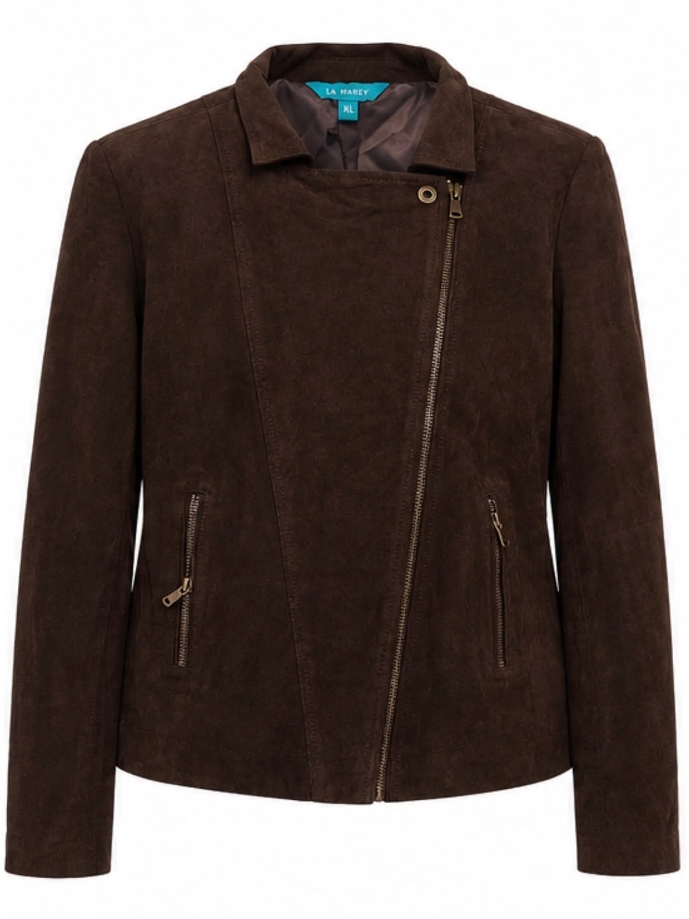LA made Dark Brown Suede Asymmetric Zip Jacket